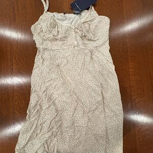 Brandy Melville Cream Floral Strapless Dress